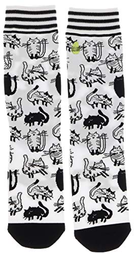 Woven Pear Women's Playful Cats Crew Socks (2Pr), Cotton Blend - Thumbnail 2