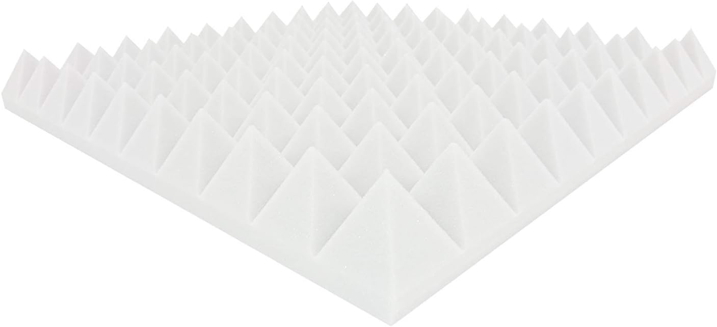 Akusti Foam Pyramid Foam White Acoustic Insulation 6 m² Set of 24 Approx. 49 x 49 x 6 cm -