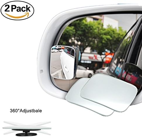 Square-Shape Blind Spot Mirrors,LTJ 360° ABS HD Ultra Low-Profile Glass Fit Stick-on Design Fit For All Universal Vehicles Car SUV Truck RVs VANs(Pack of 2)(Square-Shape)