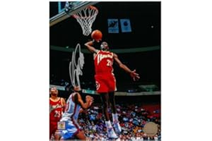 DETROIT CITY SPORTS Dominique Wilkins Autographed Atlanta Hawks 8x10 Photo #4 - Dunking on New Jersey