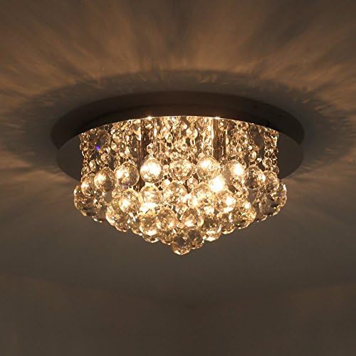 NATSEN Classic 4-Light Flush Mount Ceiling Light Fixture with Clear Glass Crystal Beads and Chrome Finish for Kitchen, Bedroom and Dining Room