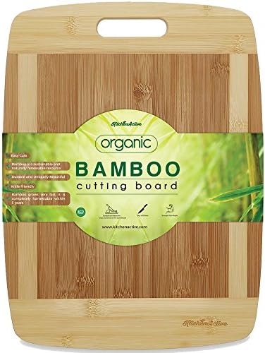 Kitchen Active Bamboo Cutting Board. Premium Natural Boards Are Best For Chopping Brie Cheese, Vegetable, Pastry Lemon, French Bread &amp; More With Big Wood One Handed Handle (Large 15"x12")