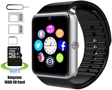 Smart Watch, Pushman 1 Waterproof Smart Watch Phone for iPhone 5s/6/6s and 4.2 Android or Above SmartPhones,Pushman(Silver&amp;Black)