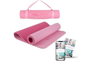 Nolava Designs Thick Yoga Mat Fitness & Exercise Mat |TPE ECO Friendly Yoga Mat With Stretch Strap | Yoga Mat Carry Strap | Non Slip Yoga Pilates Mat