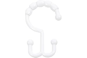 Kenney KN67125 Rust-Proof Gliding Plastic Beaded Shower Curtain Ring with Double Hanging Hooks for Shower Curtain and Standar