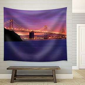 Golden Gate Bridge in San Francisco During Nighttime - Fabric Tapestry, Home Decor - 51x60 inches