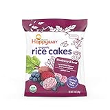 Happy Baby Organic Baby Food Rice Cakes Blueberry & Beet, 1.4 Ounce Bag Puffed Brown Rice Crackers, Baby Snacks or Toddler Snacks, No Added Colors, Encourages Tactility and Self-Feeding