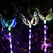 Solarmart Outdoor Garden Solar Lights - 3 Pack Fiber Optic Butterfly Solar Powered Lights, Color Changing LED Solar Stake Lights, with a Purple LED Light Stake for Garden, Patio, Backyard