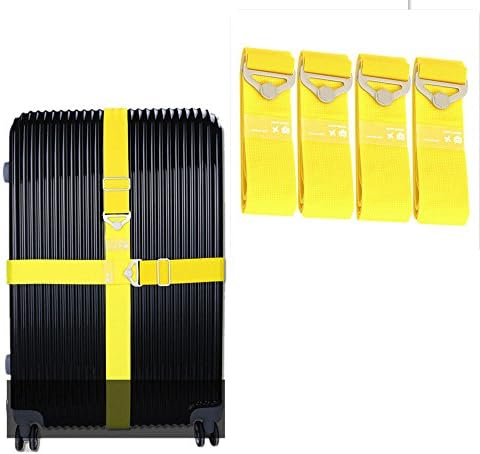 Awayyang 4 Pcs Luggage Strap Elastic Belt With Metal Buckle