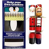 Crackers Ltd - Set of 12 Flat Pack Make Your Own Christmas Crackers - Festive Characters - Reindeer, Nutcracker, Snowman, Elf, Santa and Penguin