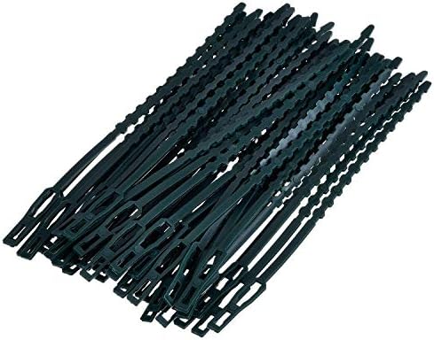 LEEQ 50 Pack Adjuble Plant Tie and Support, 170 mm x 8 mm Dark Green