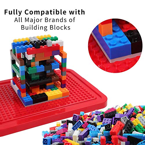 Burgkidz Premium Building Blocks Set: Storage Box with Baseplate Lid | 568-pcs set: 500 bricks/blocks, 14 shapes, 10 colors + wheels/doors/windows. Lid flips to baseplate. Compatible