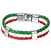 UM Jewelry Mens Leather Bracelet Italy Italian National Flag Bangle Red White Green