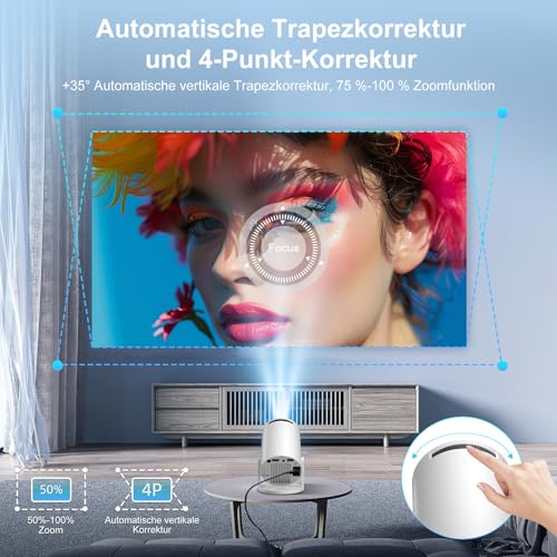 Salange Mini Projector Supports 4K, Android 14 with Apps, Smart Projector Portable with 5G WiFi 6 and Bluetooth 5.4, Small Portable Projector Car Keystone 8000L 270° Rotation, Home Cinema Outdoor