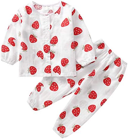 Amazon パジャマ 子供 ガーゼパジャマ 綿100 ベビー キッズ コットン 長袖 女の子 男の子 綿 子供 恐竜柄 イチゴ柄 90 130 パジャマ 通販