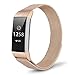 TOMALL Metal Bands for Fitbit Charge 3 Stainless Steel Replacement Wristband for Women Men (Rose Gold)
