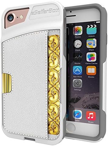 iPhone 7 Wallet Case,eSellerBox Ultra Slim Heavy Duty PC+TPU Dual-Layer Hybrid Rugged Protective Case Cover for iPhone 7 Deives (4.7 inch 2016 Relase) (White)