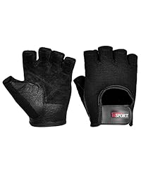 iiSPORT Mens Weight Lifting Gloves Leather Grip Gym Workout Crossfit Bodybuilding Fitness Gloves