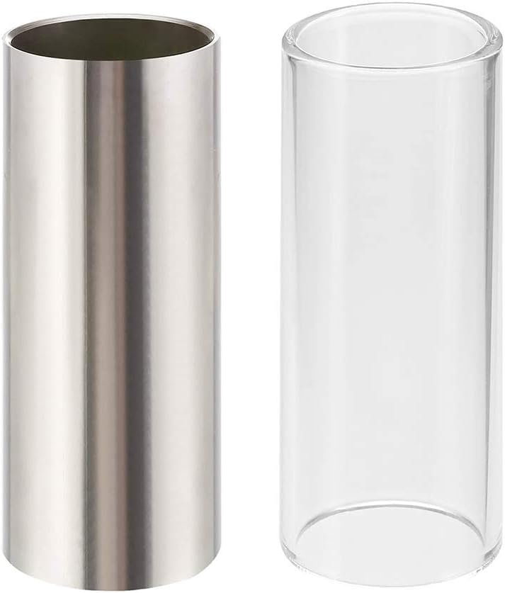 Guitar Slides,1x Glass Slide and 1x Stainless Steel Slider for Electric
