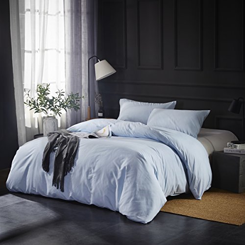 OAITE Duvet Cover,Protects and Covers your Comforter/Duvet Insert,Luxury 100% Super Soft Microfiber,King Size,Color LightSkyBlue,3 Piece Duvet Cover Set Includes 2 Pillow Shams - Thumbnail 6