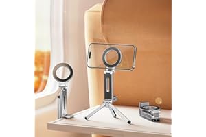 Portable Magnetic Phone Holder, Foldable Design with 360° Rotation, Strong Suction Cup & Clip