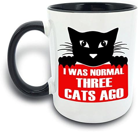 Ch Ch Ch Meow Meow Meow Halloween Cup 11 oz. Black Coffee Mug - Great Gifts for Fans who Love Halloween Cats - I Was Normal Three Cats Ago