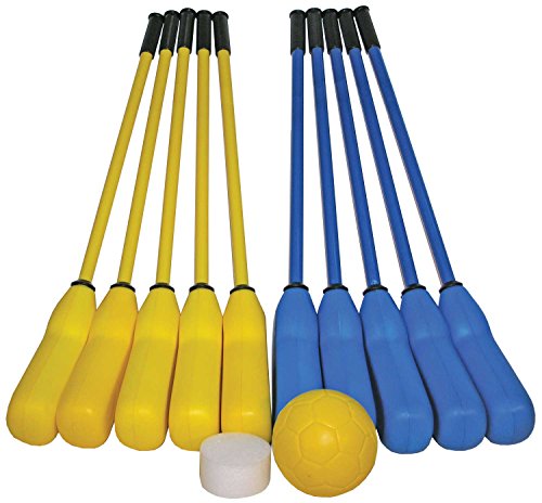 Great Lakes Sports Softee Hockey Set Includes 10 Sticks (5 Blue and 5 Yellow), Plus a Foam Ball and a Foam Puck - Thumbnail 2