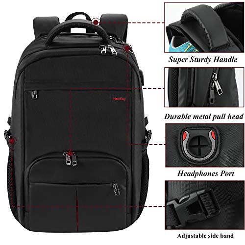 Large Laptop Backpack,17.3 inch TSA Durable Business Slim Travel Laptop Backpack with USB Charging Port for Women Men,Water Resistant Anti Theft Big College School Backpack for 17 inch Laptop Notebook - Thumbnail 4