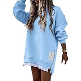 CHICME Womens Long Sleeve Zipper Slit Oversized Sweatshirt Casual Pullover Zipper Hoodies Fall Clothes