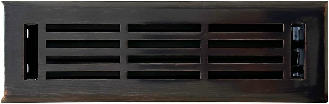 Registers, Grilles & Vents - Empire Register Co, Vent Cover - 2x10 inch, Linear Design, Oil Rubbed Bronze Finish, Heavy Duty Floor Vent Covers, Metal Damper Attached. Vent Covers for Home Floor only.