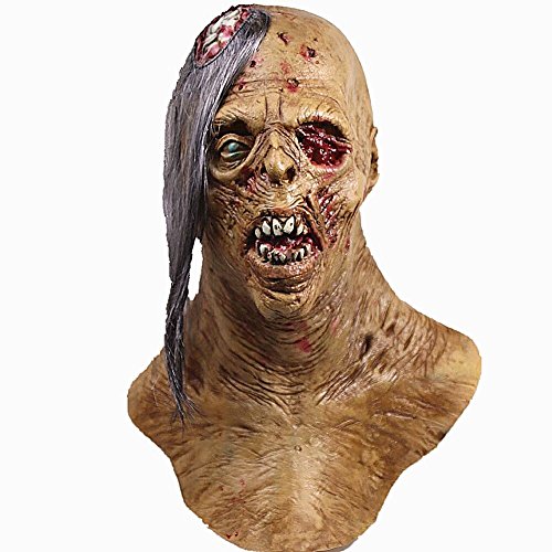 molezu Cyclops Zombie Mask with Exposed Brain, Blood Horror Mask, Latex Biochemical Virus Mask Suit for Costume Party Halloween