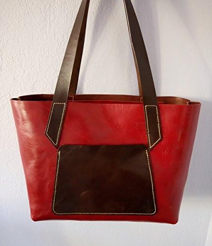 Genuine Leather Tote Handbags for Women on Sale Red Handmade Large