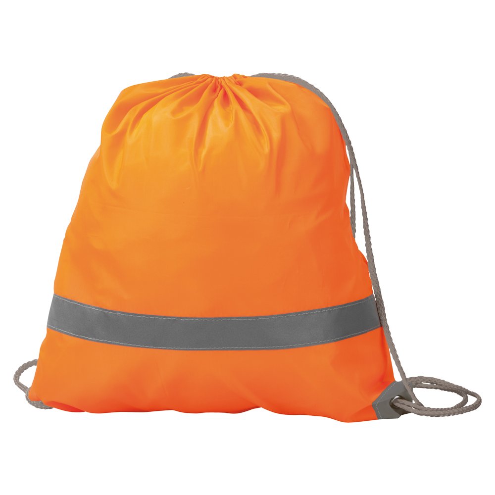 eBuyGB Pack of 10 High Visibility Reflective Drawstring Rucksack Casual Daypack, 2.7 L (Orange)