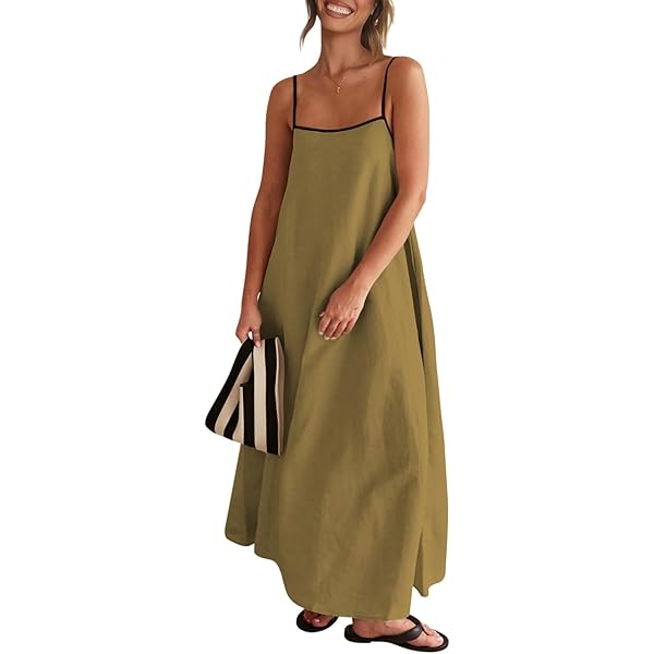 Womens Oversized Baggy Flowy Maxi Dress Summer Beach V Neck Dresses Loose  Casual Dress Lightweight Long Sundress Army Green at Amazon Women's Clothing  store