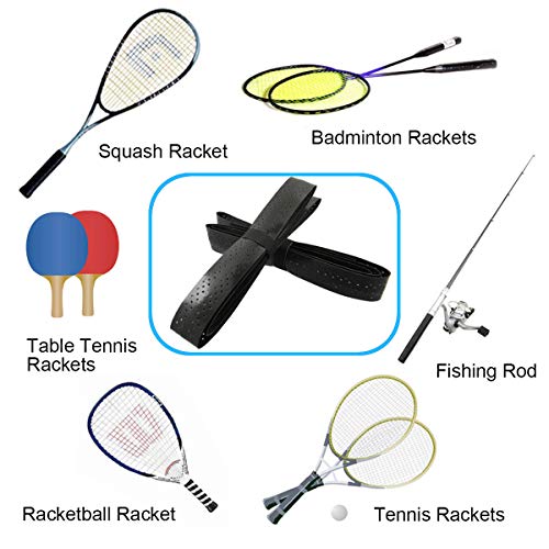 Quality Yes QY 2Pack Double Color Widened Perforated Super Absorbent Tennis Racket Overgrip Anti Slip Keels Badminton Racket Tape Wrap Table Tennis Racket Tape, Black