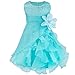 FEESHOW Baby Girls Rhinestone Organza Flower Christening Baptism Party Dress Blue 18-24 Months