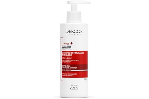 Vichy Dercos Energy+, Shampoo Estimulante, Tratamento Antiqueda para Cabelos Fracos e Quebradiços, Fortalece os Fios com Aminexil, Niacinamida e Vitamina E, 400g
