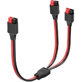 ELFCULB 45A Connector Splitter Cable Compatible with Anderson 12AWG 1FT | PP45 1 to 2 splitter cable with stranded tinned copper wire for batteries, solar systems, RVs, and portable power stations.