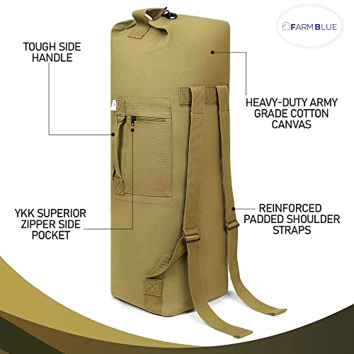 Farm Blue 2 Strap Top Load Duffle Bag XL Military Duffel Heavy Army