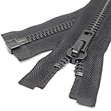 YaHoGa #10 32 Inch Black Nickel Separating Jacket Zipper Large Y-Teeth Metal Zipper Heavy Duty Metal Zippers for Jackets Sewing Coats Crafts (32