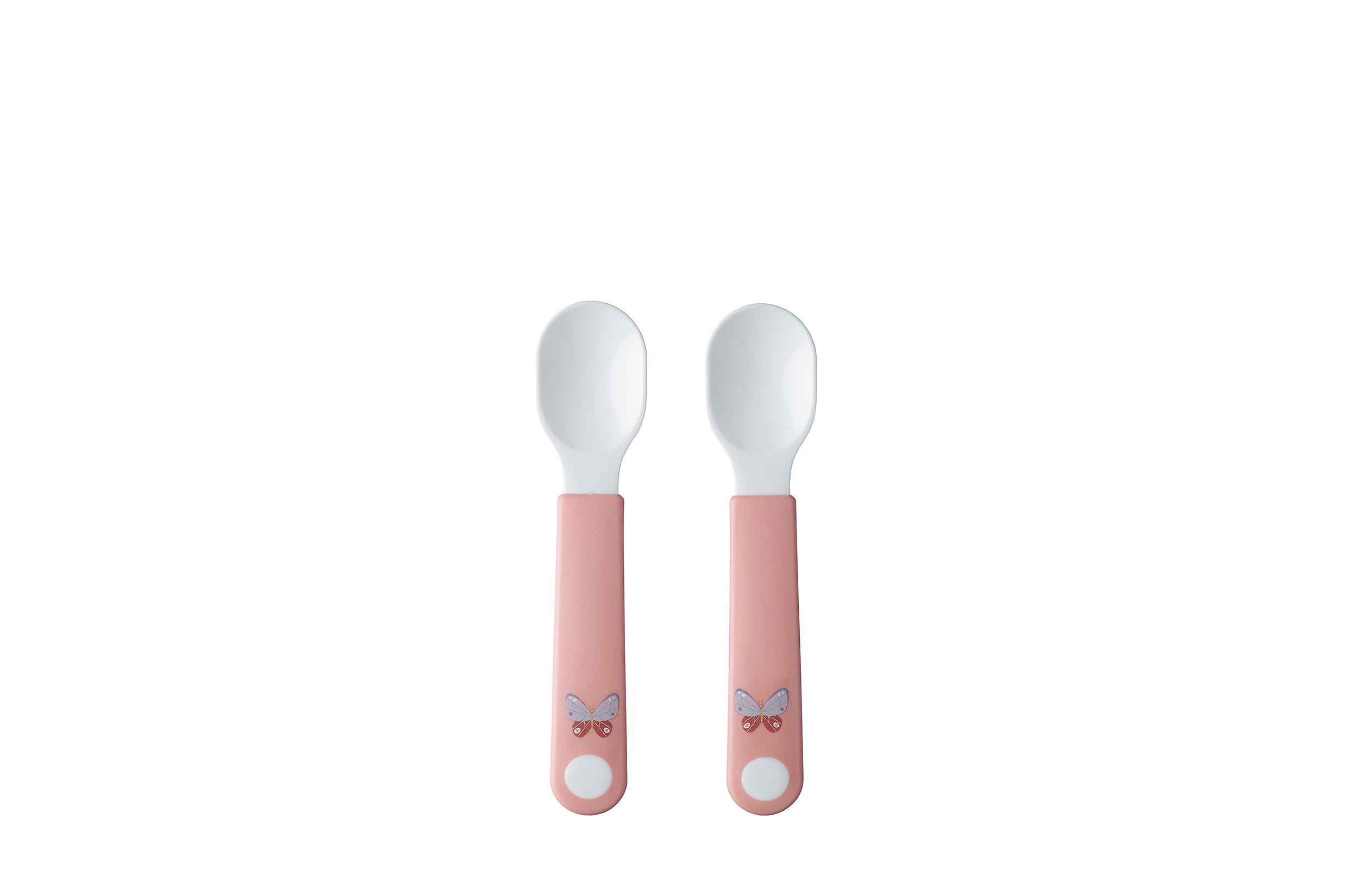 Mepal – Self-feeding Spoon Mepal Mio – Baby Practice Spoon – Baby Utensil for Independent Eating – Dishwasher safe & BPA-free – Set of 2 - Flowers & Butterflies