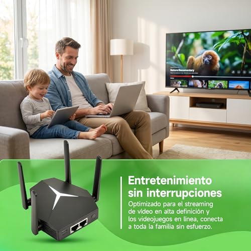 Repetidor WiFi 1167Mbps Doble Banda 2.4G+5G, Amplificador de Señal para Hogar Oficina, Elimina Zonas Muertas, Compatible con Routers