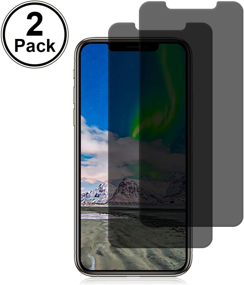 JchanMing Privacy Screen Protectors for iPhone XS/X/iPhone11 Pro [5.8 Inch] [2Pack] Tempered Glass Privacy Screen Protectors Compatible with iPhone Xs/X iPhone 11 Pro [9H Hardness] [No Bubble]