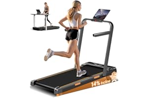 CURSOR FITNESS 14% Incline Walking Pad Treadmills for Home Small, 4-in-1 Under Desk Treadmill with Handles, Foldable Treadmill with 2.5 HP Quiet Brushless, 330 LBS Capacity