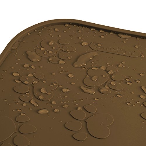 SmithBuilt 19" x 12" Dog Food Mat - Waterproof Non-Slip FDA-Grade Silicone Cat Pet Bowl Feeding Placemat - Brown