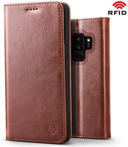 Galaxy S9 Plus Case, B BELK RFID [Elegant Retro] Premium Scratch-Resistant Leather With Card & Cash Slots,Hidden Magnetic,Kickstand Function Slim Flip Folio Wallet Case For Samsung Galaxy S9 Plus
