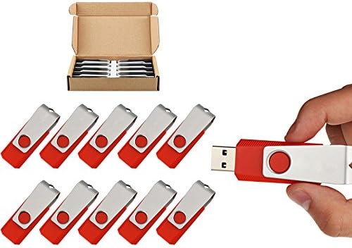 TOPESEL 10 Pack 2GB Swivel Design USB 2.0 Flash Drive Memory Stick Fold Storage Thumb Stick Pen (2G, 10 PCS, Red)
