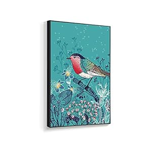 Framed Canvas Wall Art for Living Room, Bedroom Chinese Ink Birds and Flowers Canvas Prints for Home Decoration Ready to Hanging - 16x24 inches