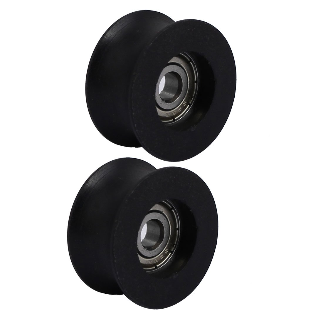 Sourcingmap 25mmx5mmx13mm Nylon U Groove Bearing Pulley Sliding Converyor Wheel Black 2pcs