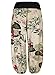 BaiShengGT Women's Floral Print Elastic Waist Harem Pants One Size Apricot-Floral